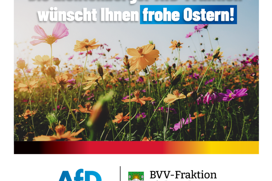 Die AfD-Fraktion in der BVV Lichtenberg wünscht frohe Ostern und ist ab Dienstag wieder für Sie da!